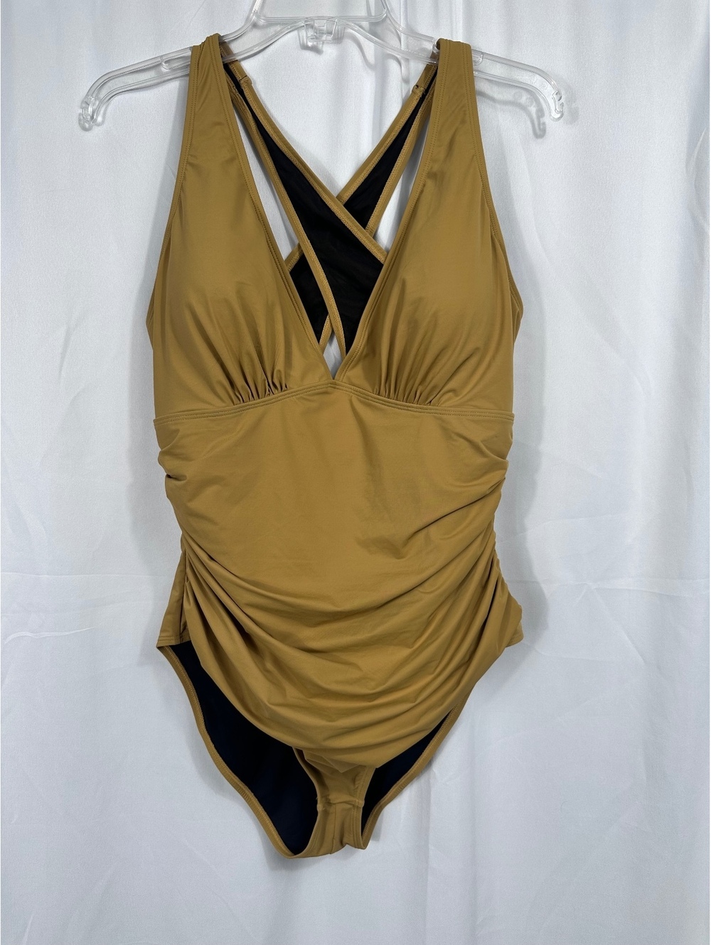 Shapellx Women's One Piece Ruched Detail Cross Back Straps, Size XL